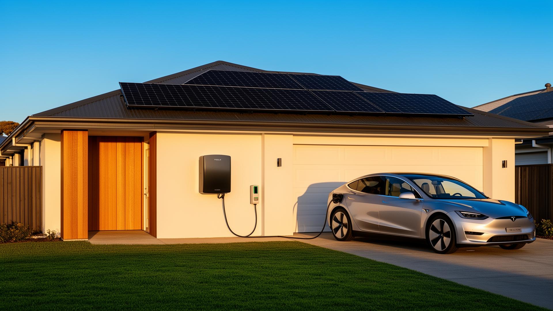 Modern Australian home with solar and EV charger